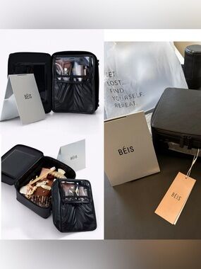 NWT BEIS Black The Cosmetic Case mirror large